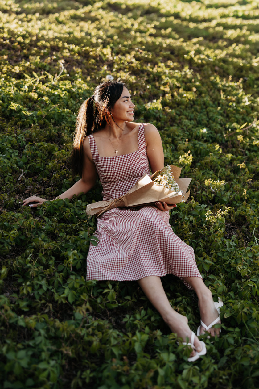 The Everly Gingham Cotton Midi Dress