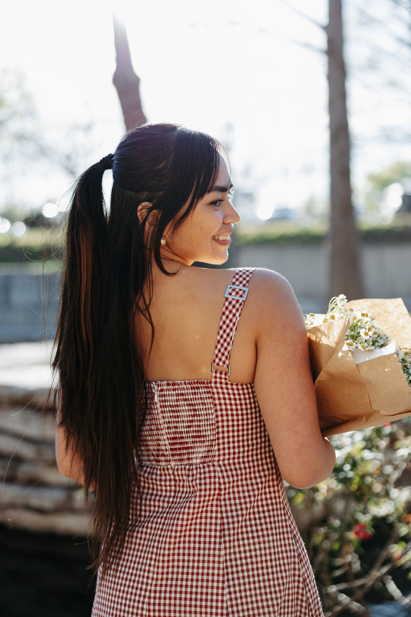 The Everly Gingham Cotton Midi Dress