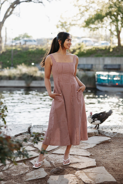 The Everly Gingham Cotton Midi Dress