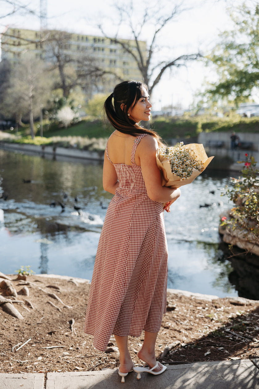 The Everly Gingham Cotton Midi Dress