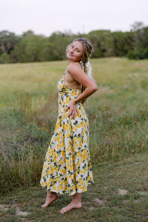 The Amalfi Lemon Midi Dress